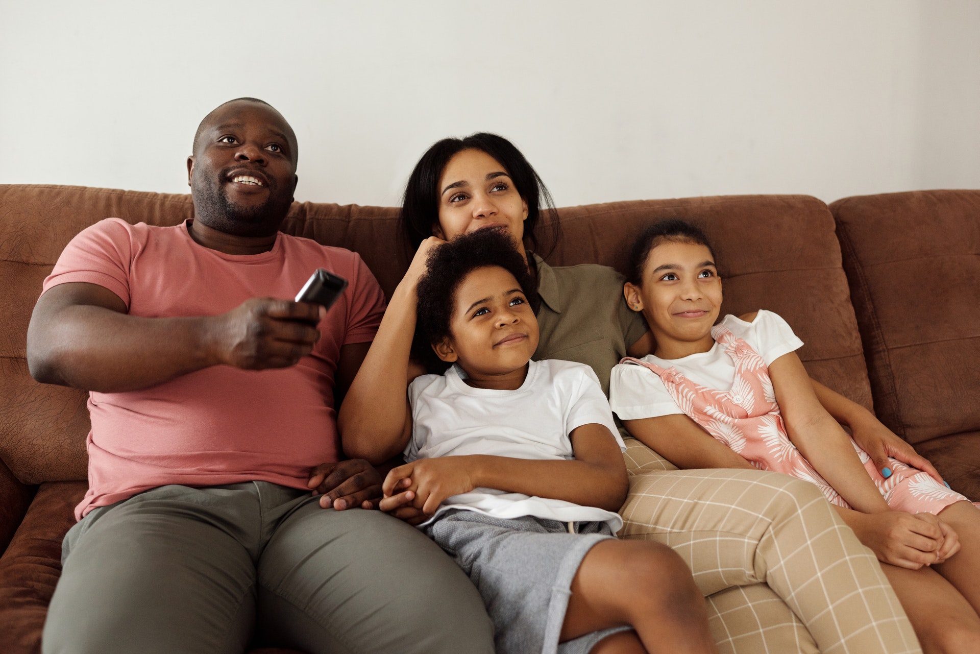 family watching tv