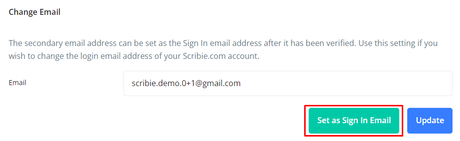 Set as Sign In Email