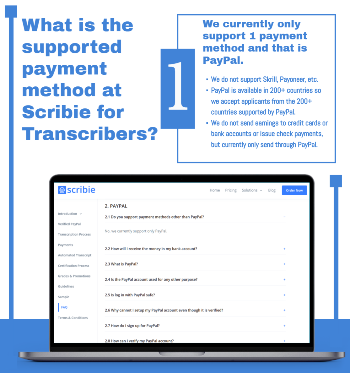 Supported Payment Method for Transcribers