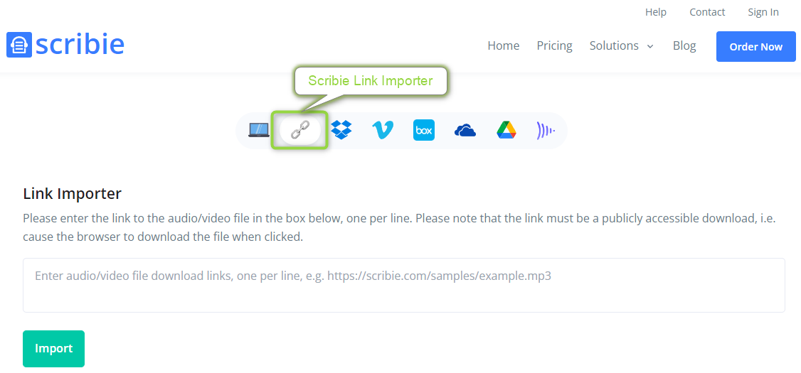 Scribie Link Importer